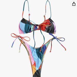 NWOT Multicolor Geometric Bikini